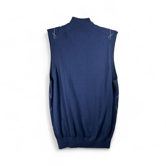 Fairway & Greene Golf Sweater Vest M Argyle Quarter Zip Cashmere Blend Blue - Picture 2 of 9